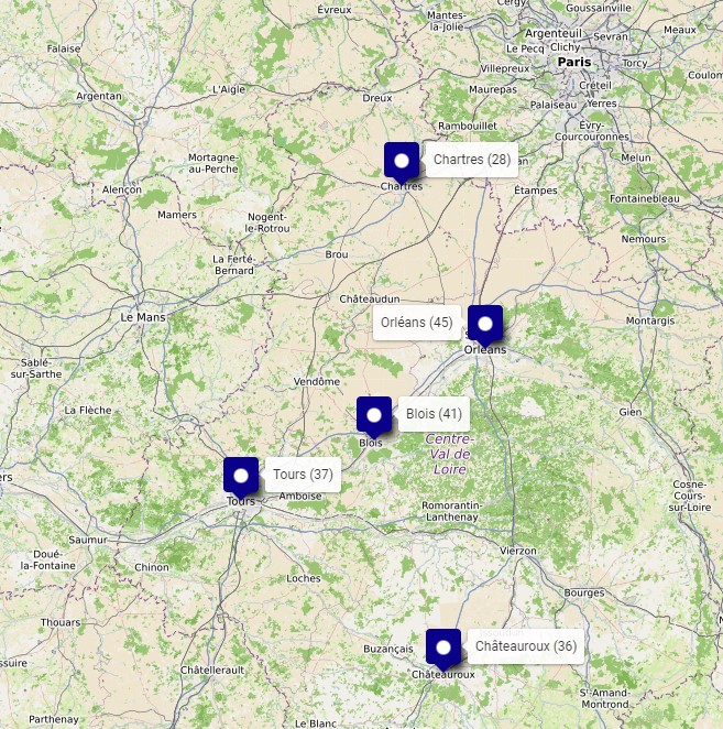 carte des zones d'intervention